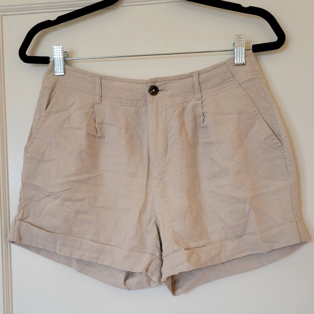 Forever 21 Mid/High Rise Linen Shorts, Light Tan, Size 26